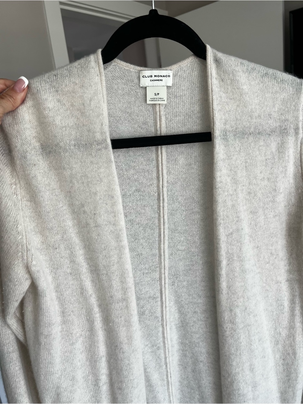 Club Monaco Light Cream Cashmere Open-Front Cardigan